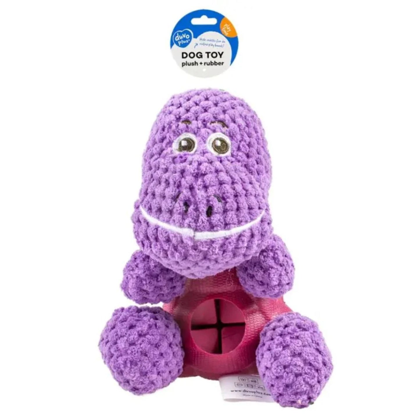 Duvo+ Plush & Rubber T-Rex Treat Dispenser Toy – 12x18x16cm