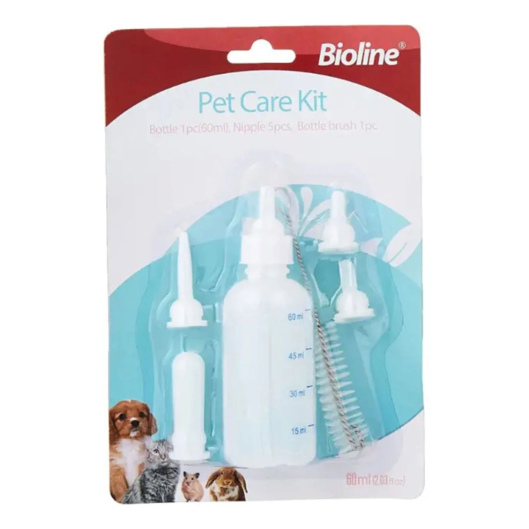 Bioline Pet Feeding Bottle Kit For Puppies & Kittens - 60ml