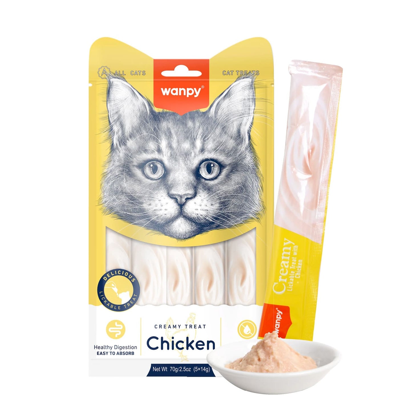 Wanpy Creamy Lickable Chicken Treats For Cat Smooth & Tasty - 70g
