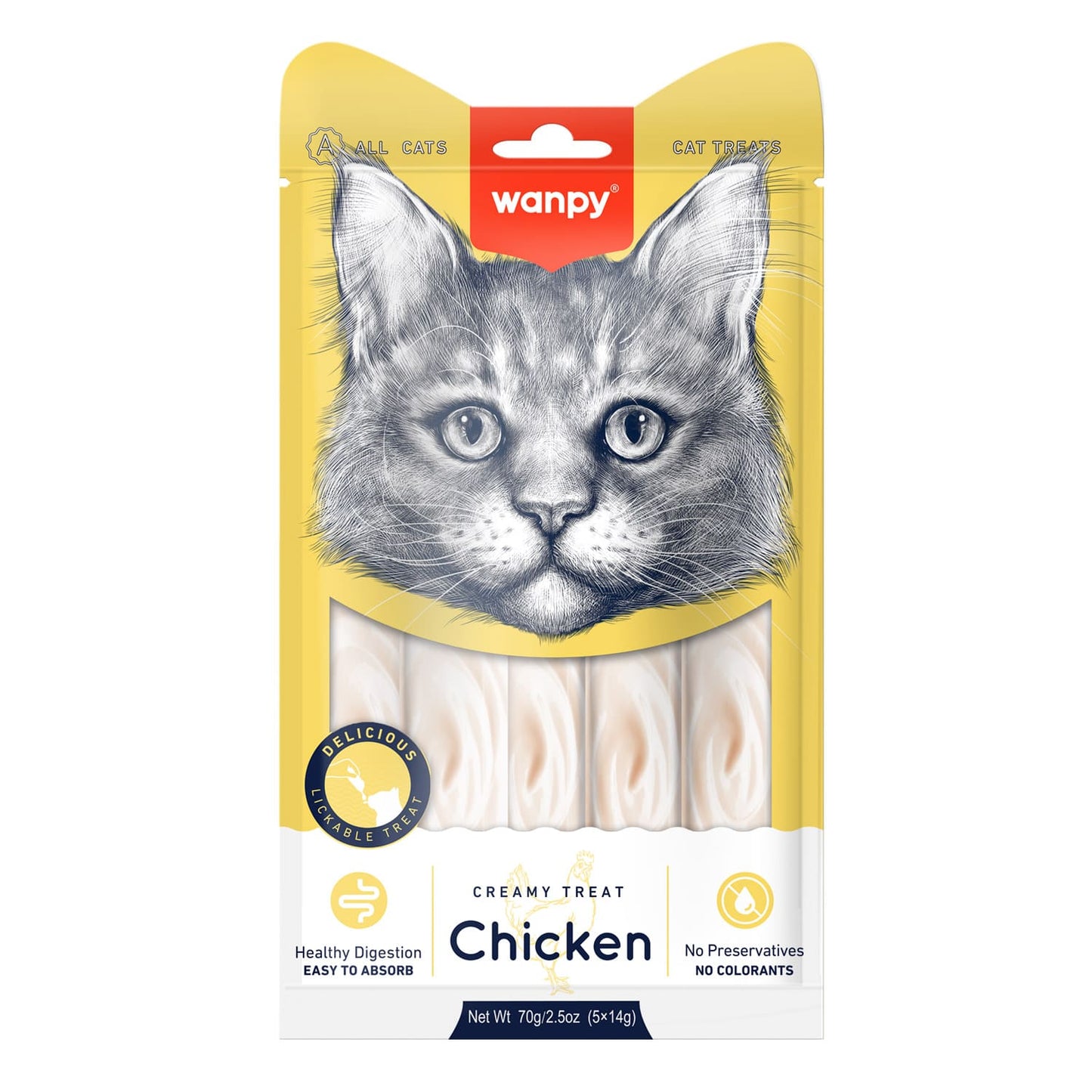 Wanpy Creamy Lickable Chicken Treats For Cat Smooth & Tasty