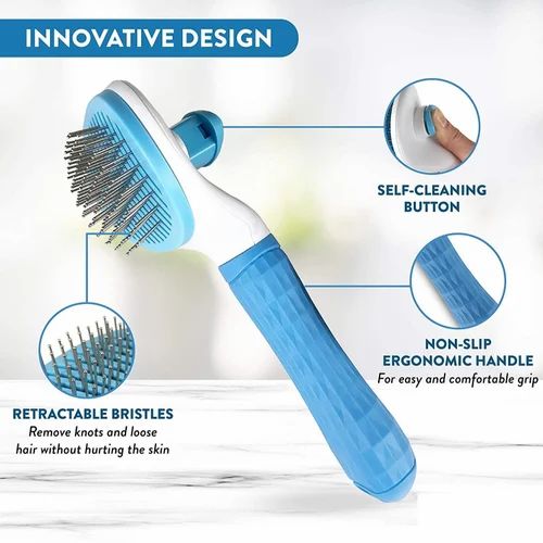 Petbroo Slicker Brush For Pets Blue
