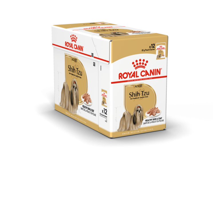 Royal Canin Shih Tzu dog food packaging on a white background
