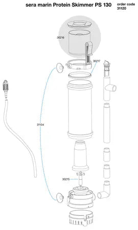 Sera Marine Protein Skimmer Saltwater Tank Foam Filter - PS 130