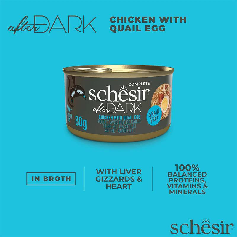 Schesir Wholefood Broth Chicken & Quail Egg Wet cat food 80G