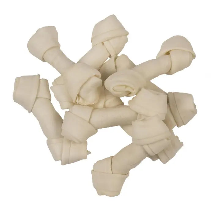 Duvo+ Knotted Bone White Durable Dog Chew Toys - 13cm