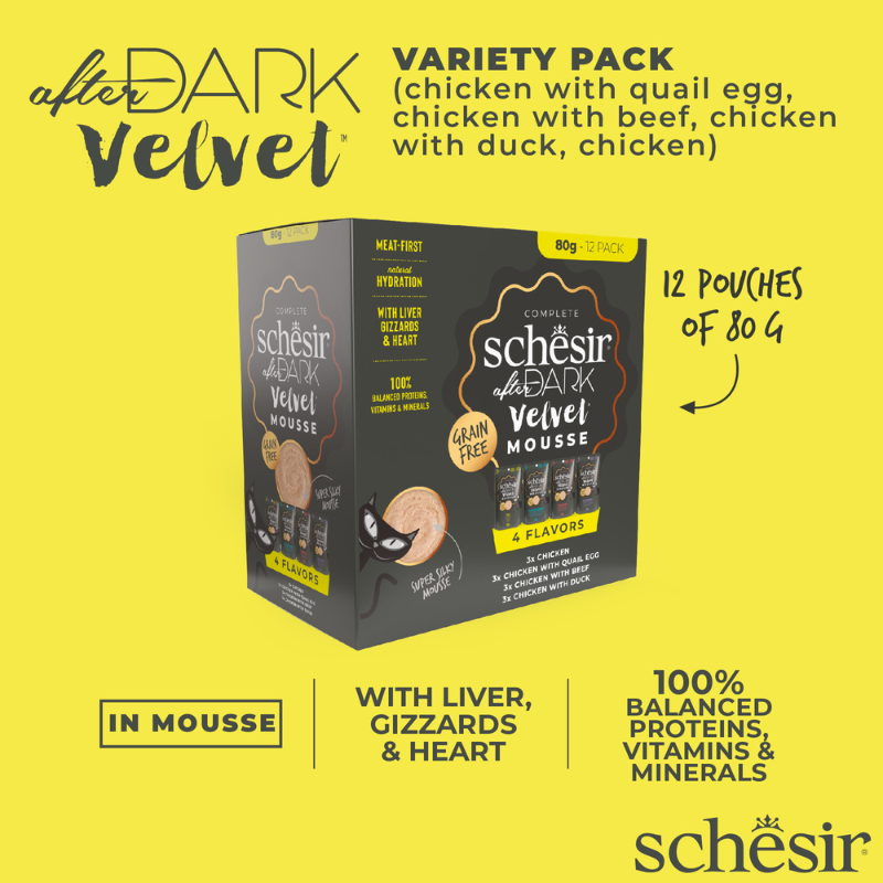 Schesir Velvet Mousse Variety Pack Wet Cat food 12X80G