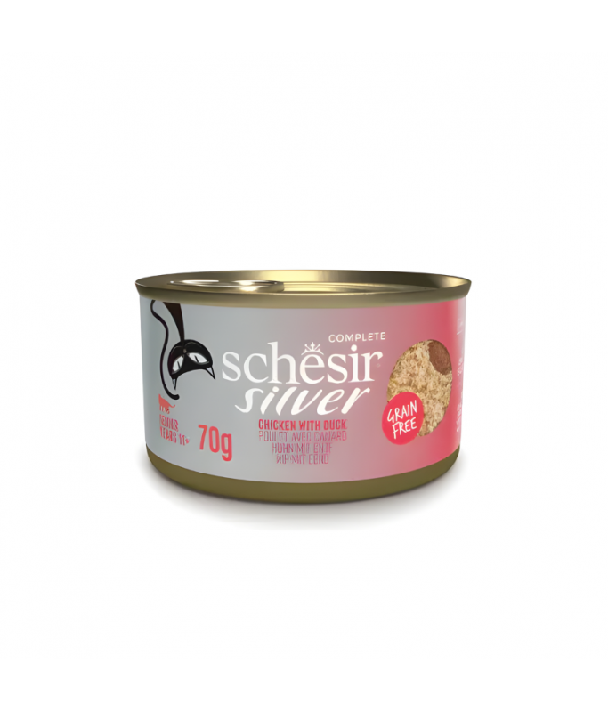 Schesir Silver Senior Cat Mousse & Fillets Chicken & Duck 70G