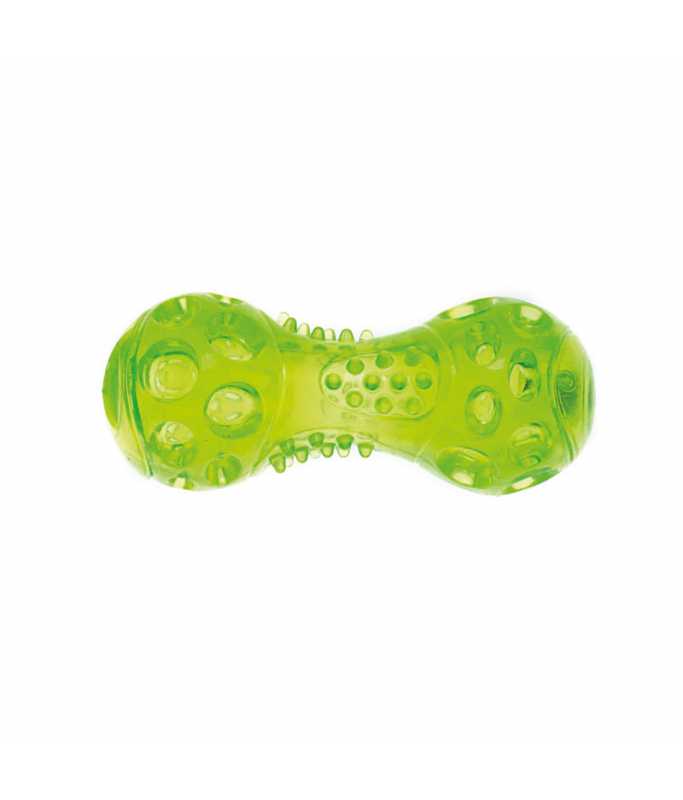 Imac TPR Bone Dog Toy Squeaky & Textured Play Ball Green – 14.2×5.8×5.8 cm