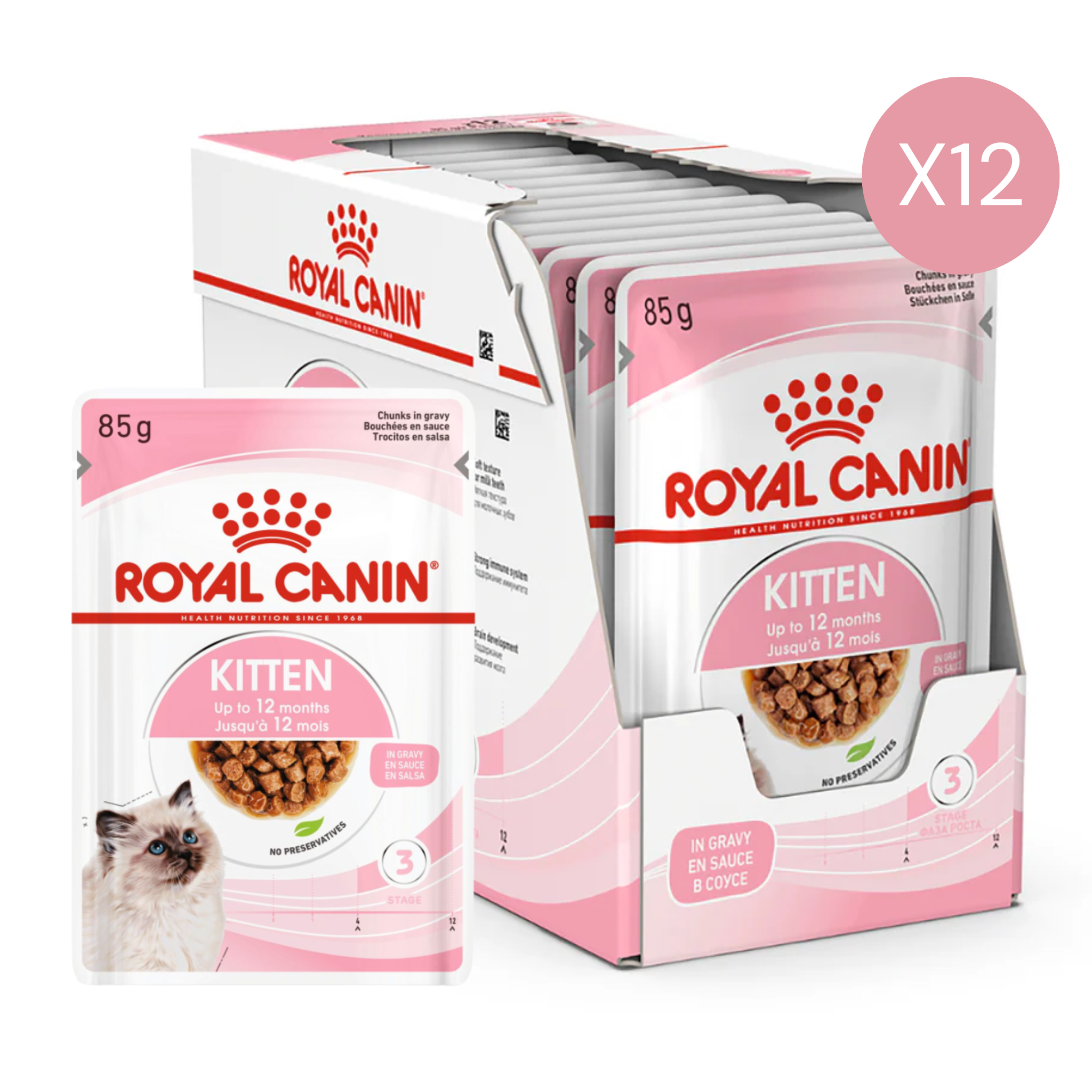 Royal Canin Feline Health Nutrition Kitten Gravy Wet Food - 12x85g