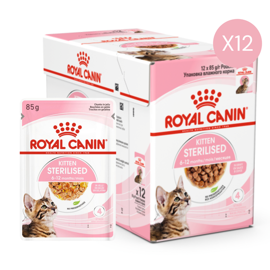 Royal Canin Feline Health Nutrition Kitten Sterilised Gravy Cat Wet Food - 12X85G