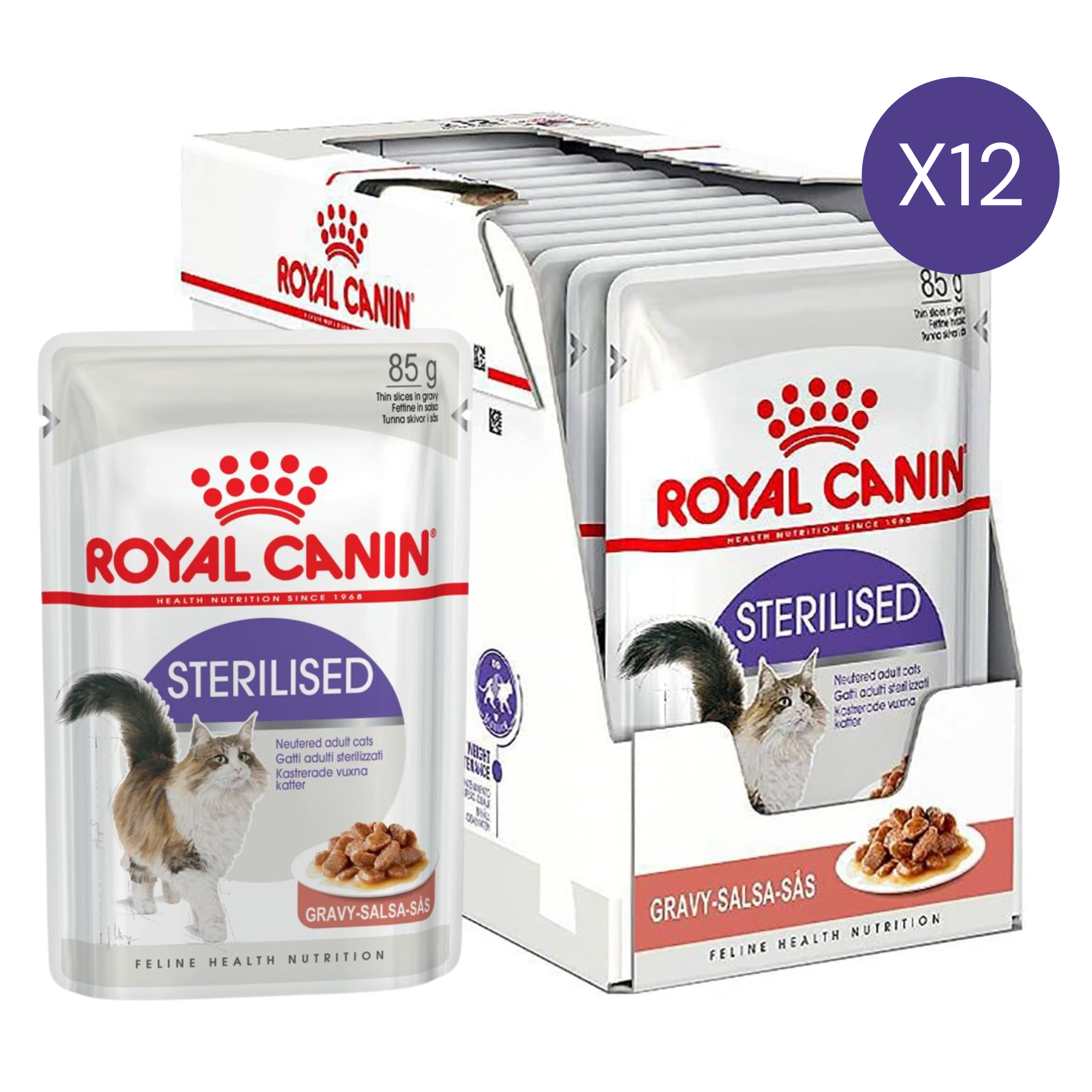 Royal Canin Feline Health Nutrition Sterilised Gravy Cat Wet Food - 12X85G