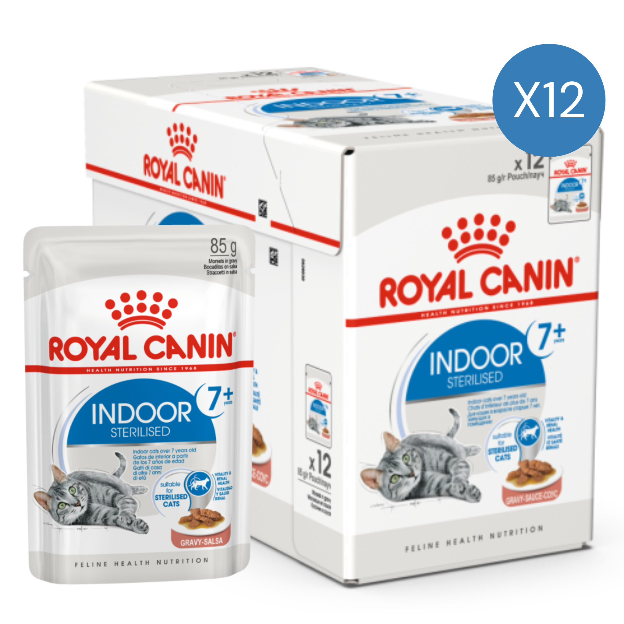 Royal Canin Feline Health Nutrition Indoor Gravy 7+ Cat Wet Food - 12X85G