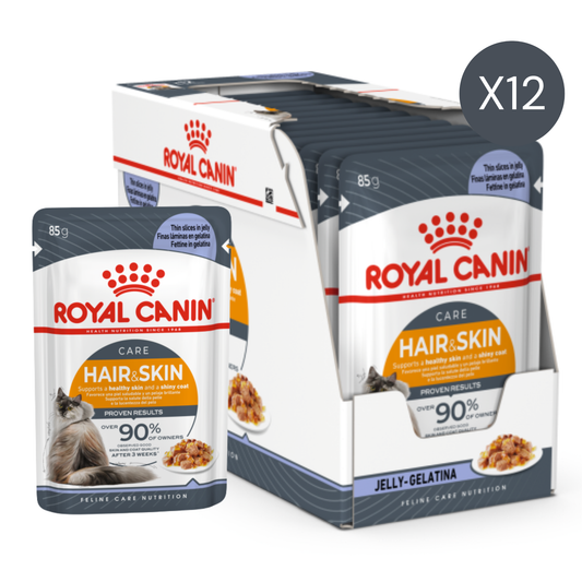 Royal Canin Feline Care Nutrition Hair & Skin Jelly Cat Wet Food - 12x85g