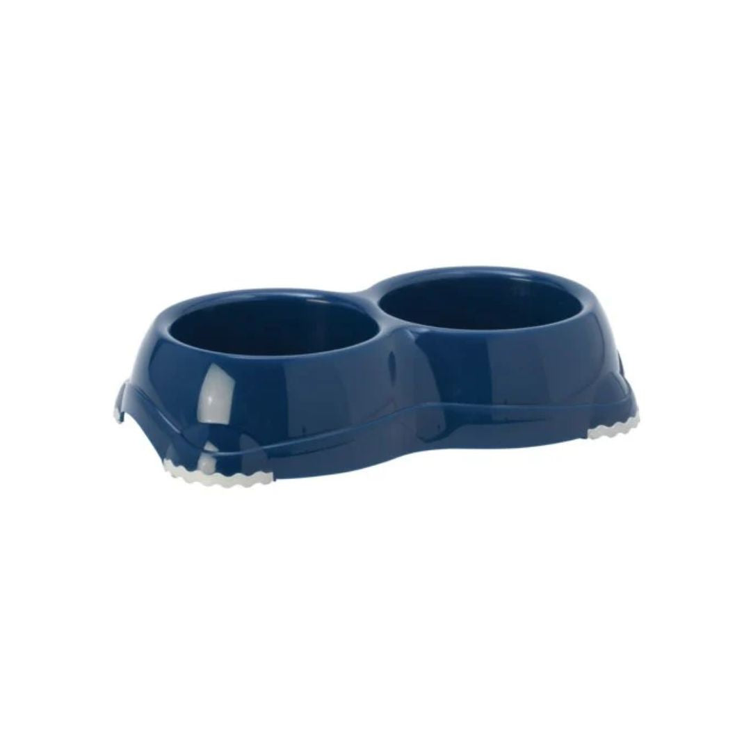 Moderna Double Smarty Cat Bowl – Blue – Size M – Twin Bowl Feeder