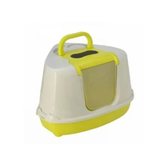 Moderna Flip Corner Litter Box (C250) – Yellow – Corner-Fit Enclosed Cat Litter Tray