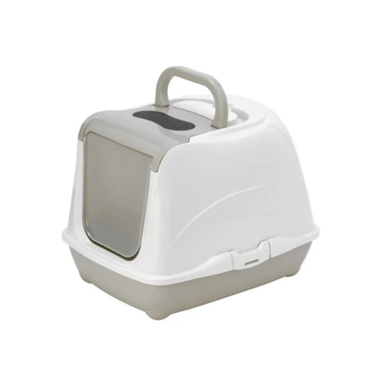 Moderna Flip Cat Litter Box – Grey – Size L – Stylish Hooded Cat Toilet with Swing Door