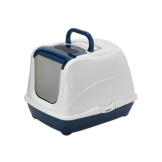 Moderna Flip Cat Litter Box – Blue – Size L – Covered Litter Tray for Odor Control