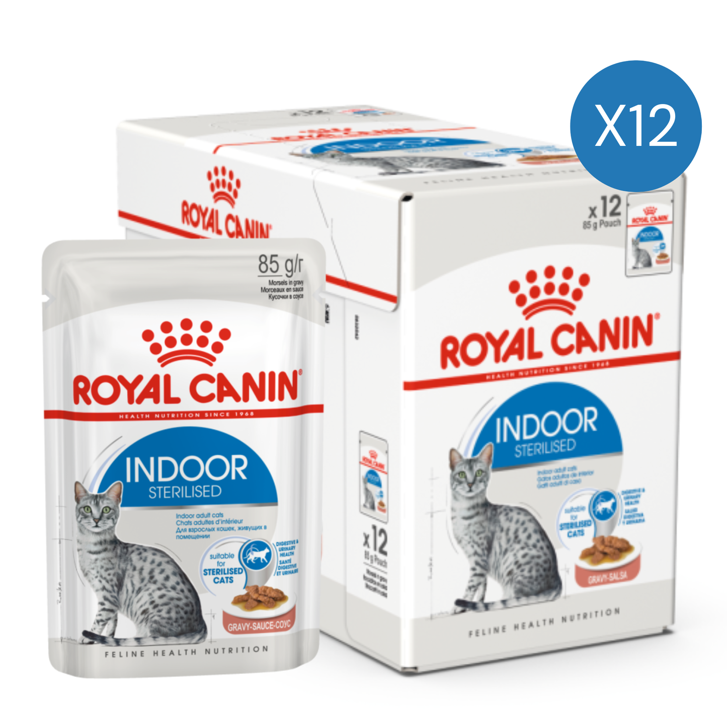 Royal Canin Feline Health Nutrition Indoor Gravy Cat Wet Food - 12X85G