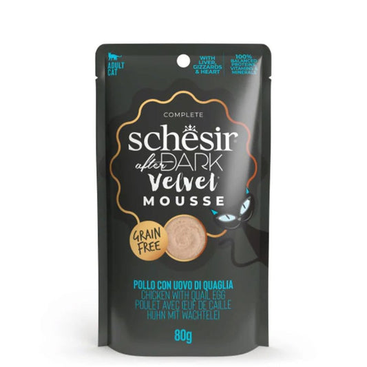 Schesir After Dark Velvet Mousse Chicken with Quail Eggs Cat Food Pouch - 80 g