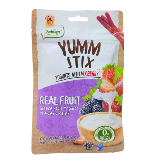 Dentalight Yumm Stix Wet & Soft Dog Treats With Yogurts & Mix Berry - 70g