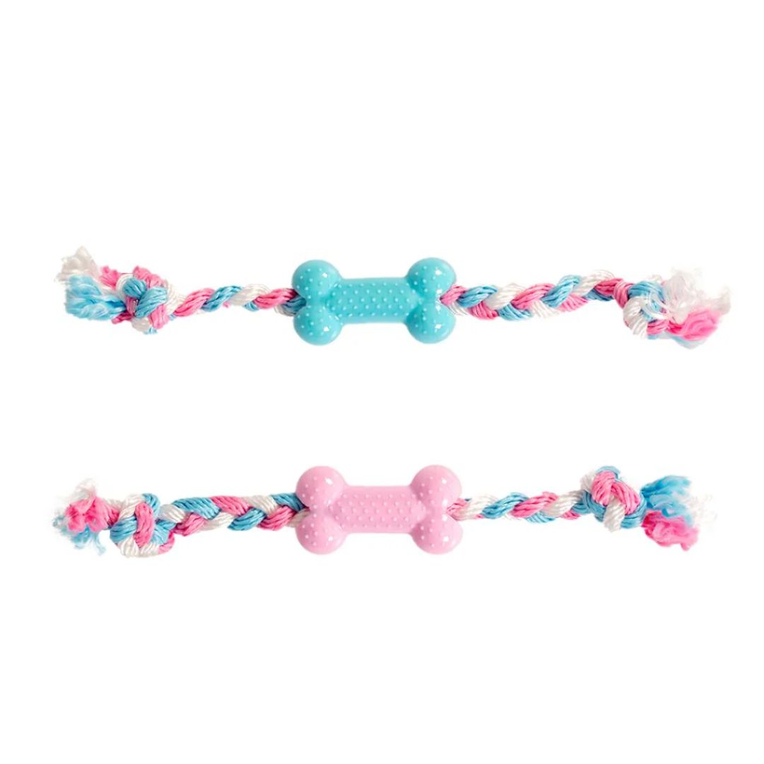 Duvo+ Puppy Bone Dog Toy with Rope – TPR 35cm Chew Toy