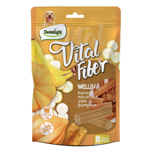 Dentalight Vital Fiber Wellbars 3 Dog Treats With Banana, Mountain Yam & Pumpkin - 8pcs/80g