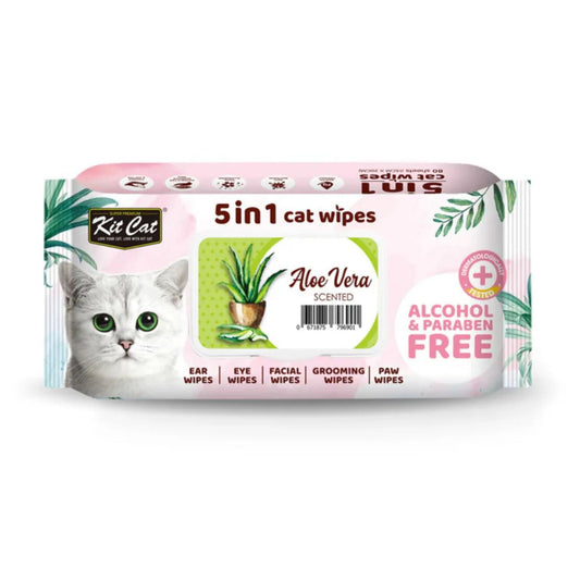 Kit Cat 5 In 1 Aloe Vera Scented Cat Wipes