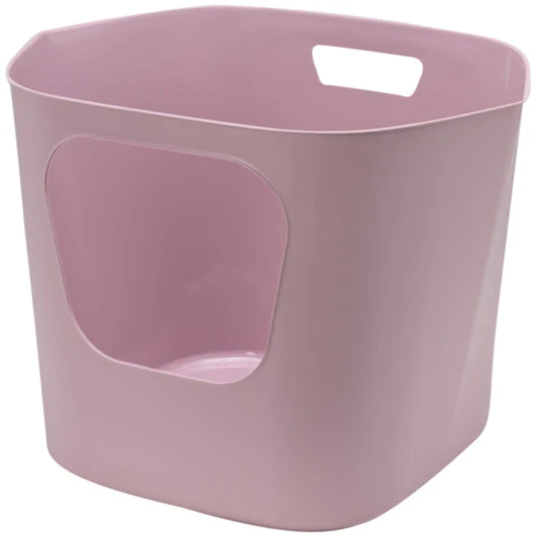 Moderna Lotus Cat Litter Box – Soft Lila – 54.4 x 43.9 x 40.5 cm – Hooded Cat Toilet with Flap Door