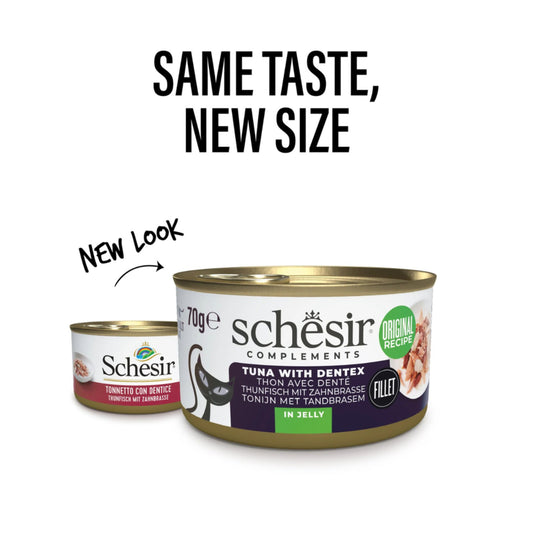 Schesir Complements Cat Wet Food in Jelly Can- Tuna With Dentex 70g
