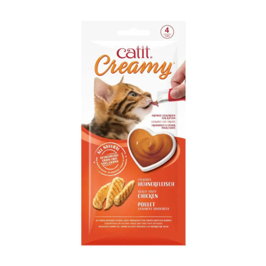 Catit Creamy Lickable Cat Treats With Chicken Flavor - 4x10g