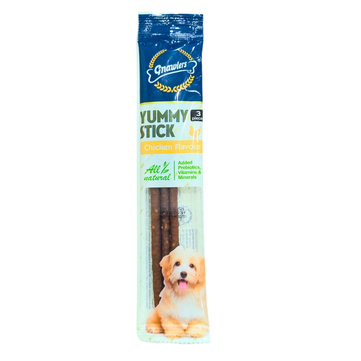 Gnawlers Yummy Meaty Stick For Dog Chicken Flavour - 3pcs/20g