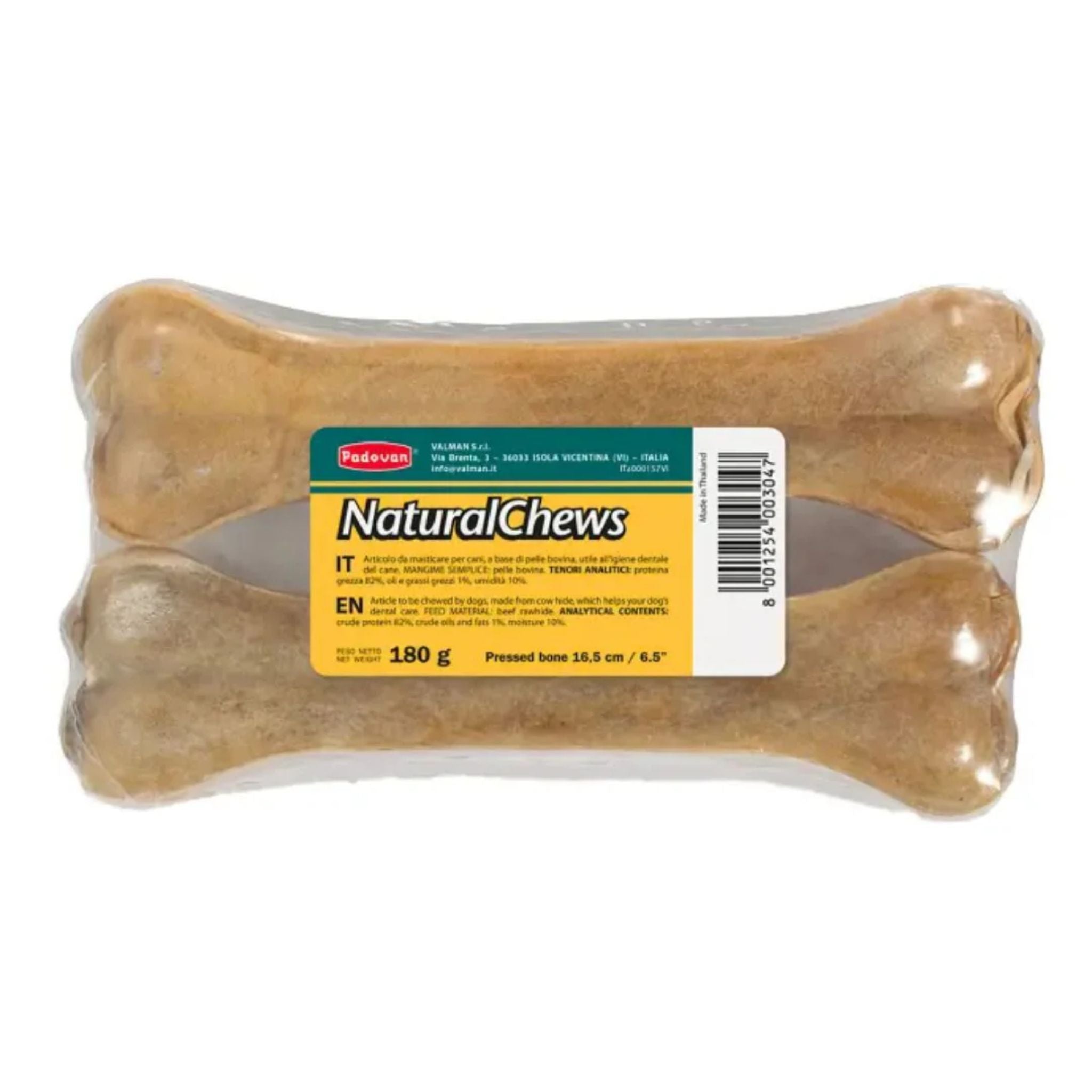 Padovan Natural Chews Bone – 16.5cm, 180g, 2-Pack