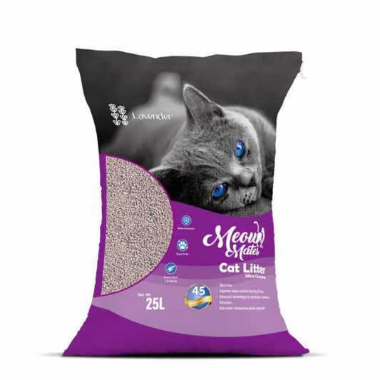 Meow Mates Bentonite Cat Litter – Lavender Scent (25L / 20kg)