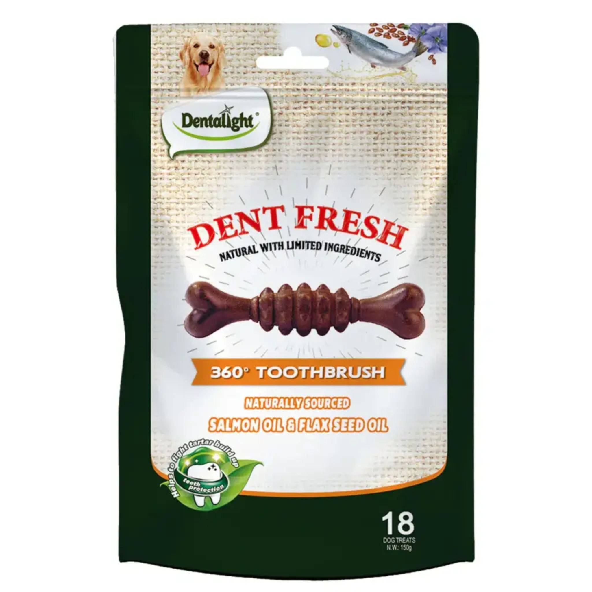 Dentalight 3 Dent Fresh 360 Toothbrush Dental Dog Treat - 18Pcs/150g