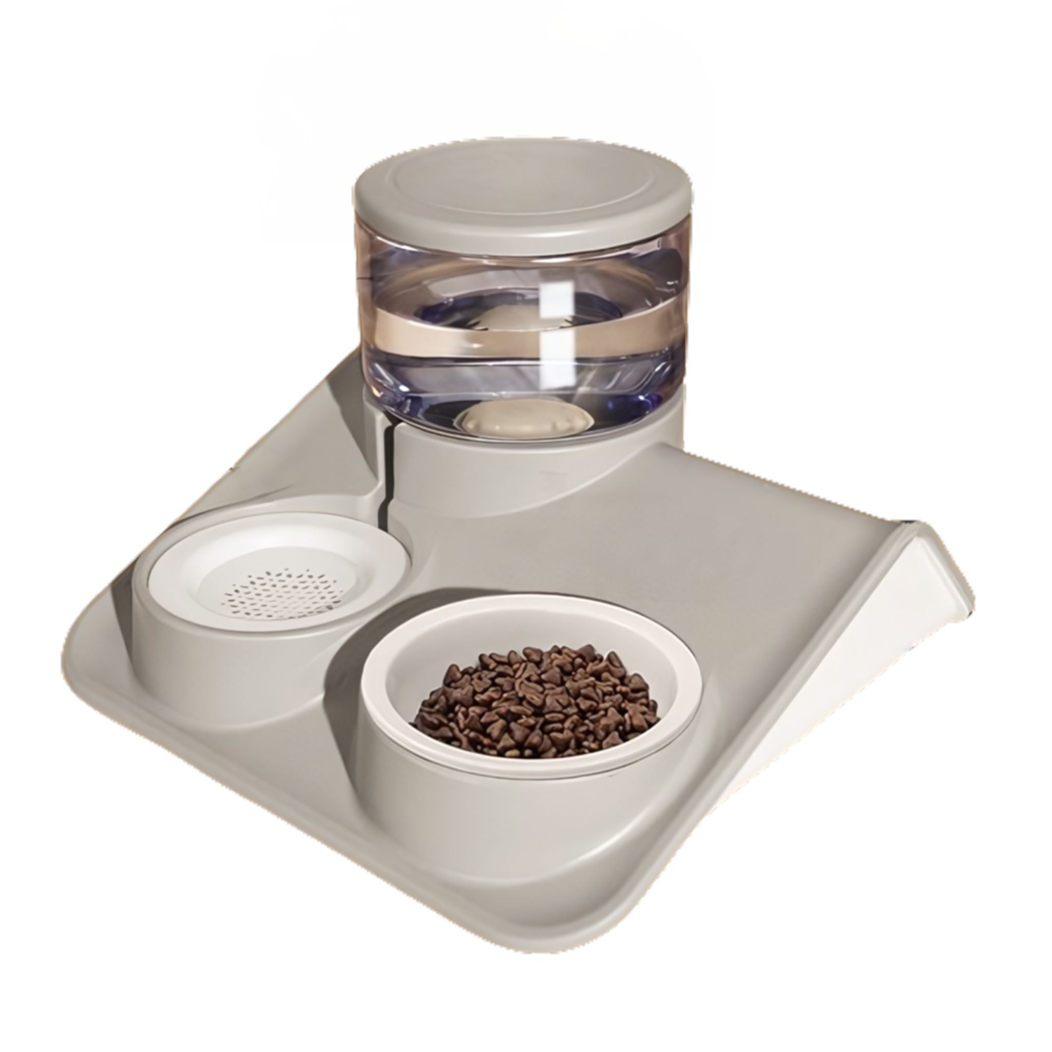 Pado Glossy Food & Water Dispenser Grey Pet Bowl - 1800ml