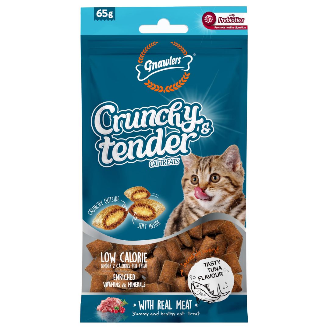 Gnawlers Crunchy & Tender Cat Treats – Tuna Flavor 65g