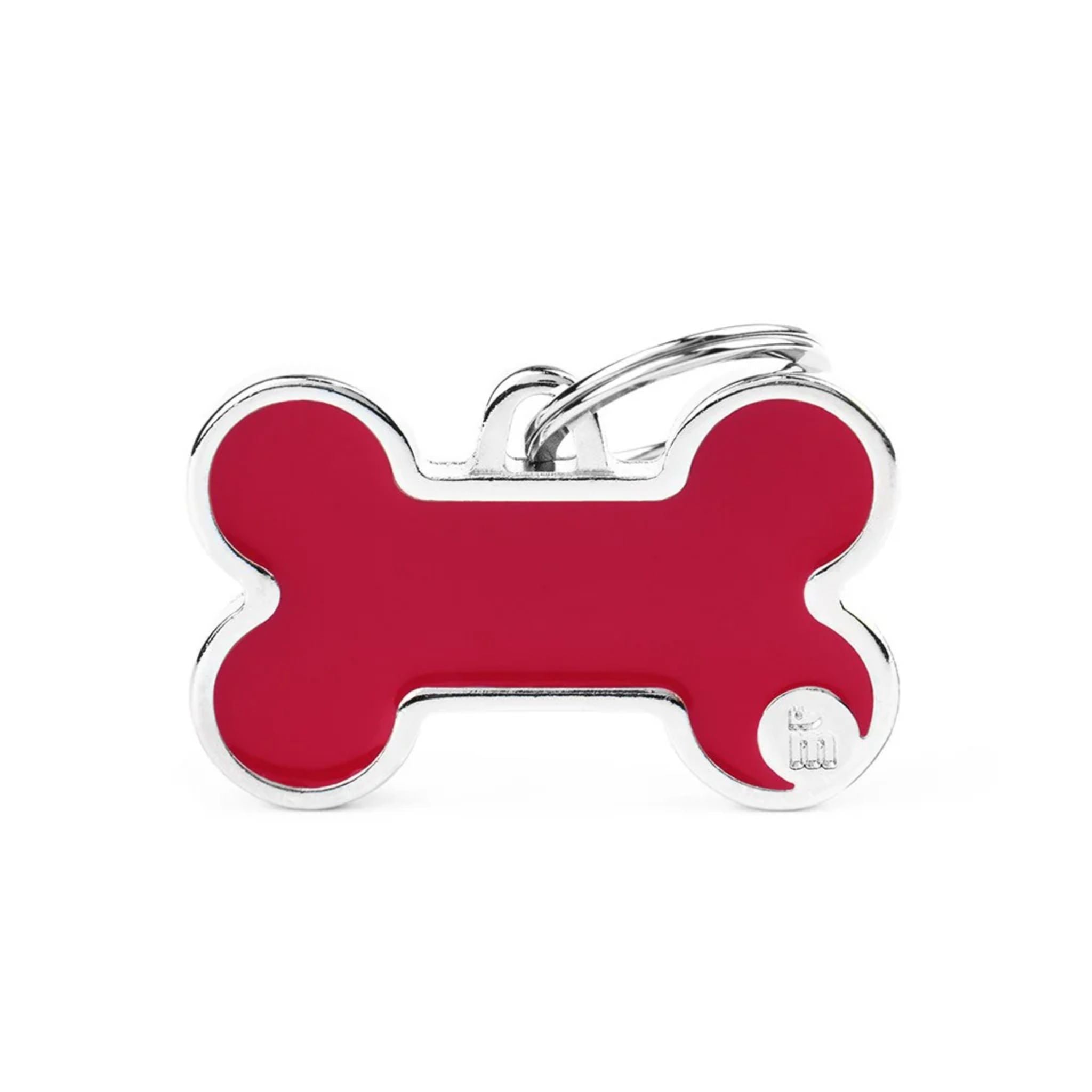 My Family Pet ID Tag Small Bone Aluminium Red