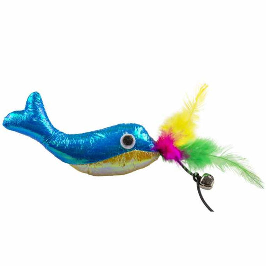 Duvo+ Blinky Whale Dog Toy – Blue, 16.5x7x2cm with Elastic Tug Tail