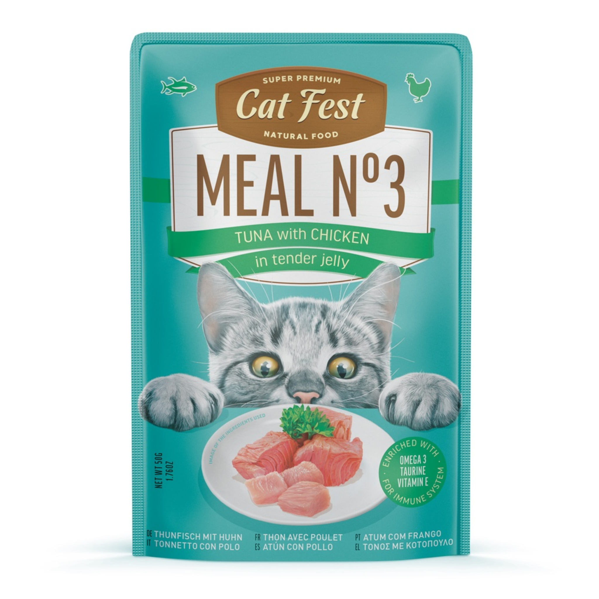 Cat Fest Wet Cat Food in Jelly & Tuna With Chicken - 50g