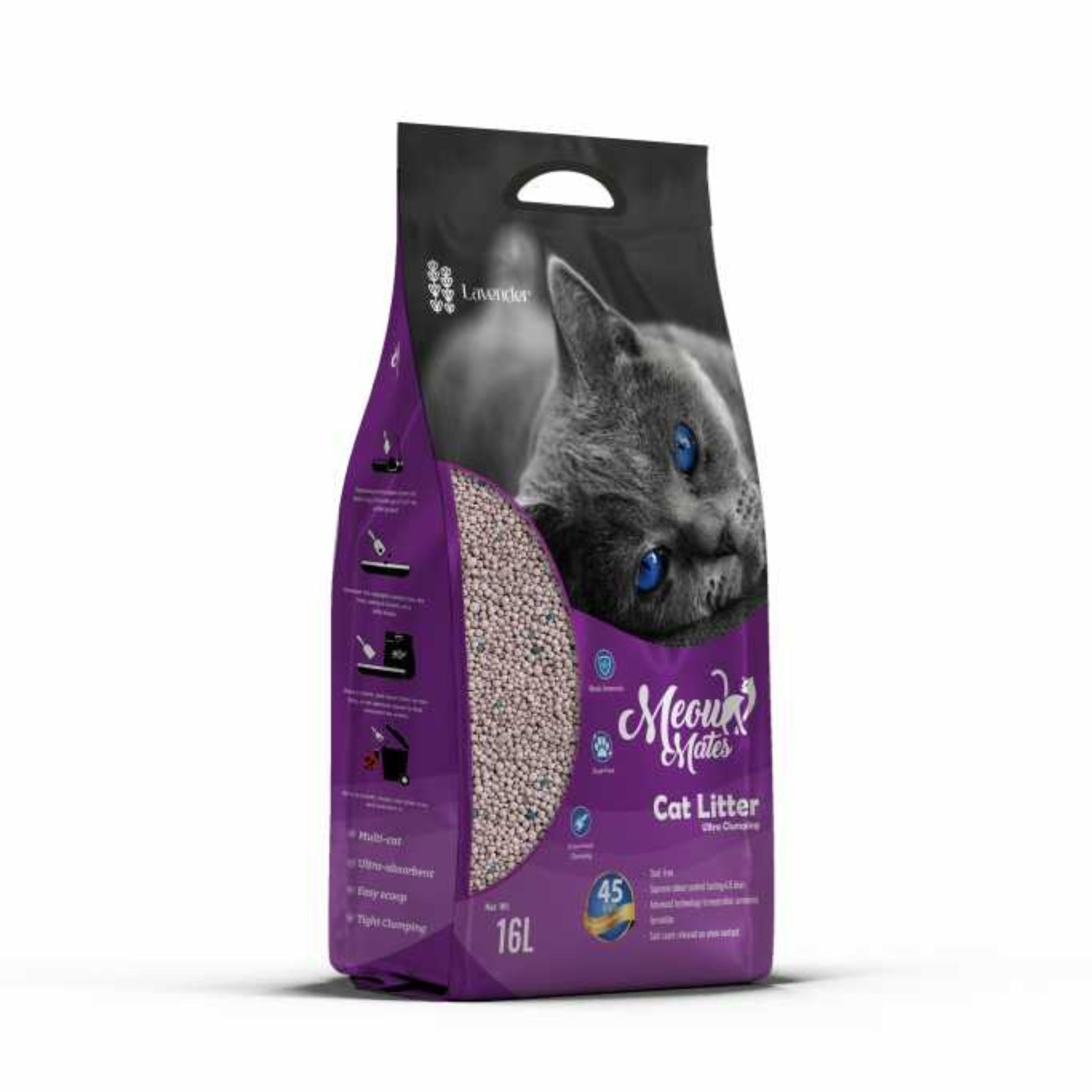 Meow Mates Bentonite Cat Litter Lavender Scent – 16L