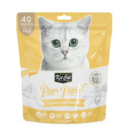 Kit Cat Puree Chicken & Fiber Hairball Cat Treats 600G