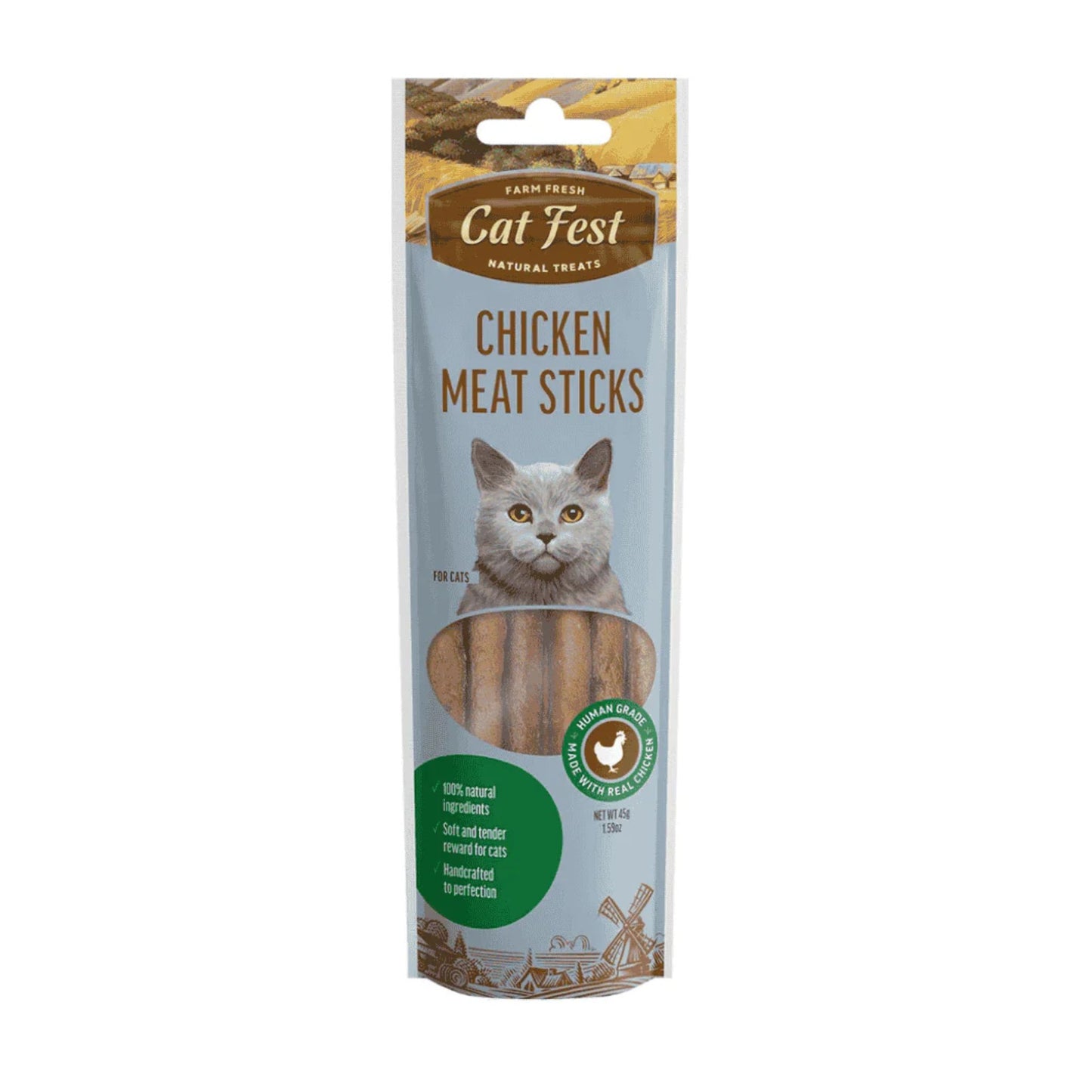 Cat Fest Chicken Meat Sticks for Cats – 45g Chewy Protein Treats