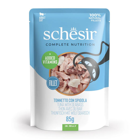 Schesir Cat Pouch Jelly Tuna with Seabass Wet food 85G