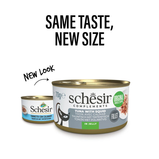 Schesir Complements Cat Wet Food in Jelly Can- Tuna With Squid 70g