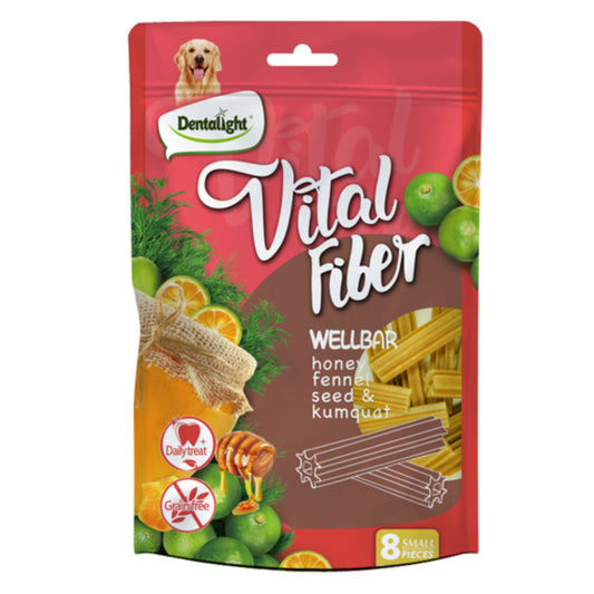 Dentalight Vital Fiber Wellbars 3 Dog Treats With Honey, Fennel Seed & Kumquat -8pcs/80g