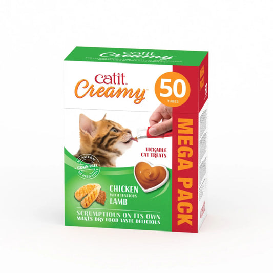 Catit Creamy Treats Chicken With Lamb Mega Pack - 50 Tubes/Box
