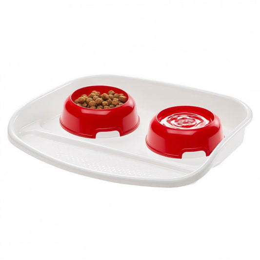 Ferplast Lindo Pets Plastic Bowls With Tray - 44.5 X 34 X H 7cm - 600ml