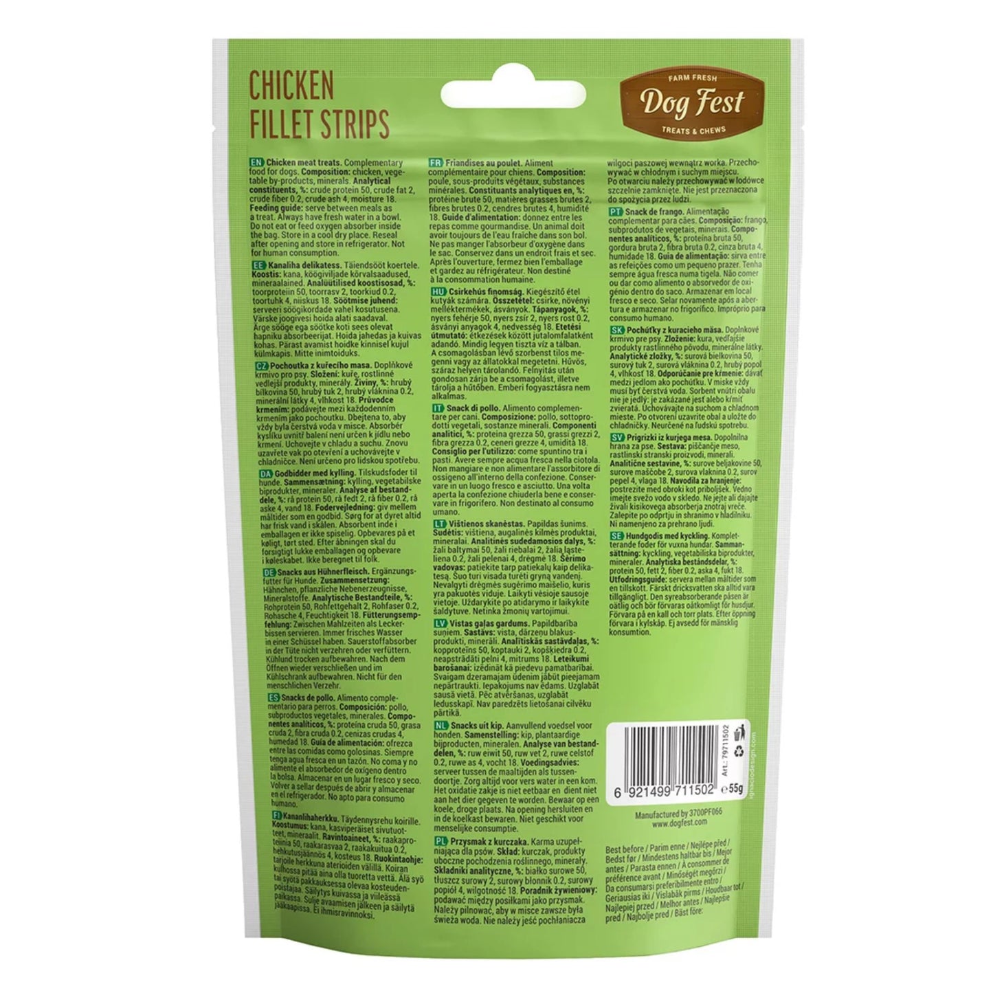 Dog Fest Chicken Fillet Strips For Mini Dog 55g