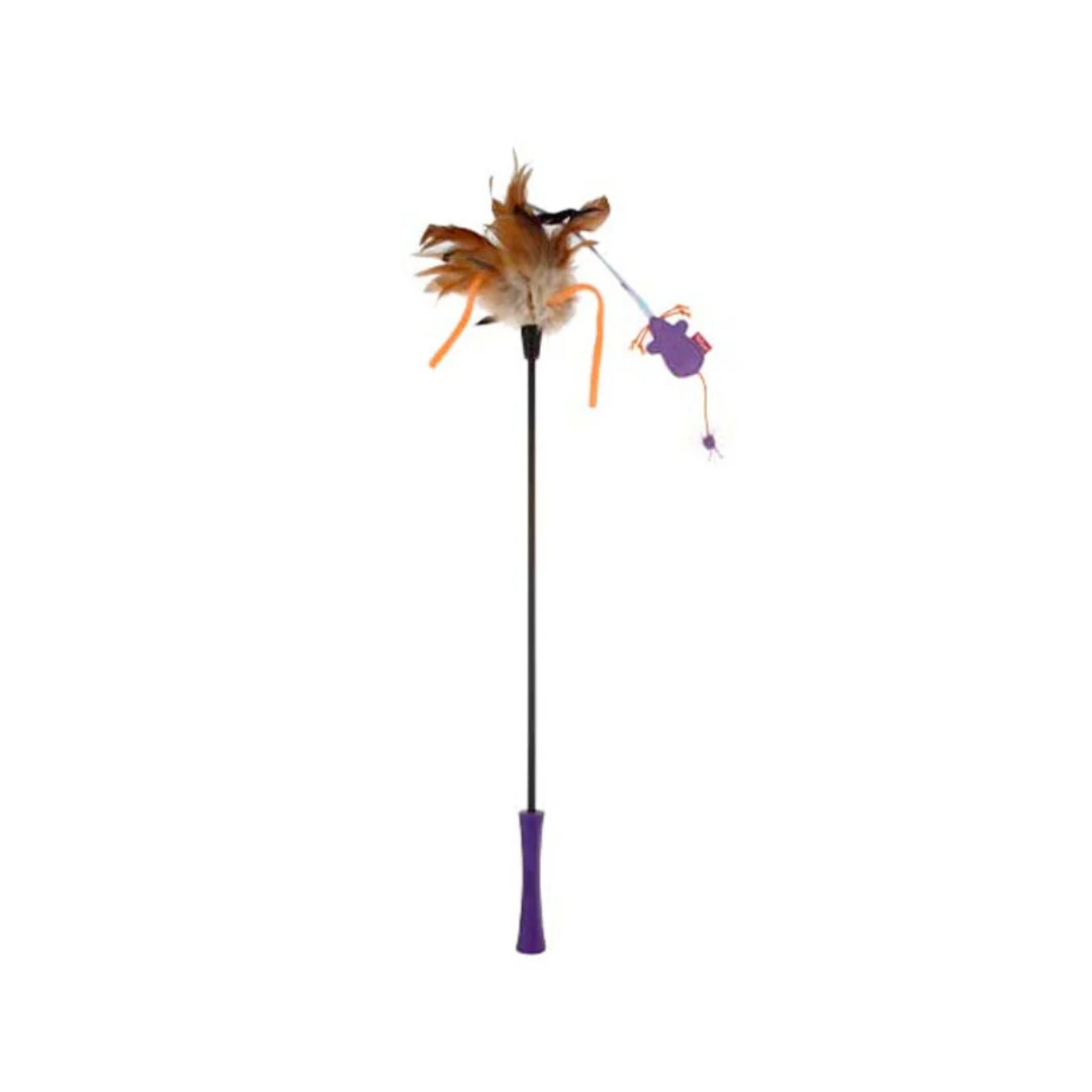 Gigwi CatWand Feather Teaser Purple Stick With TPR Handle