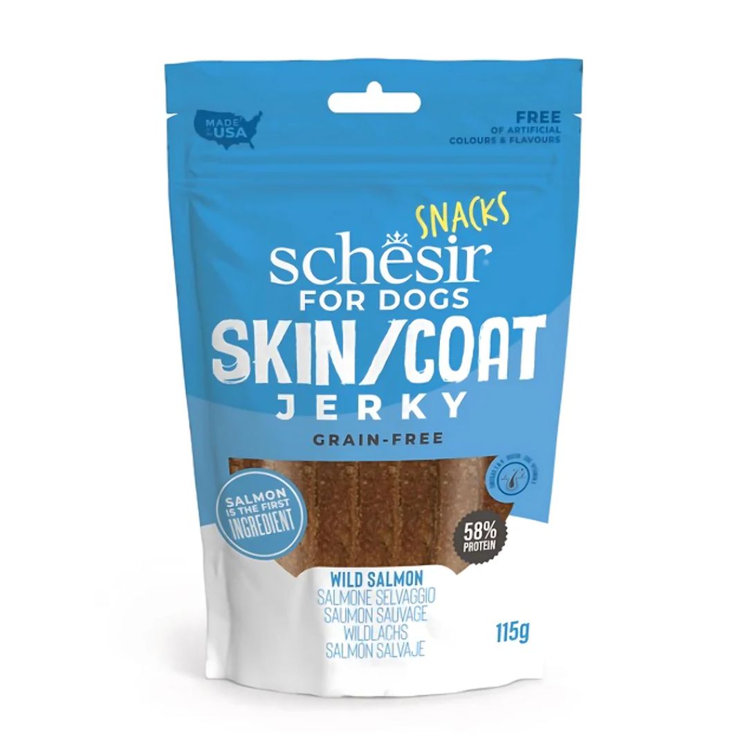 Schesir Dog Jerky Grain-Free Skin & Coat Salmon 115G